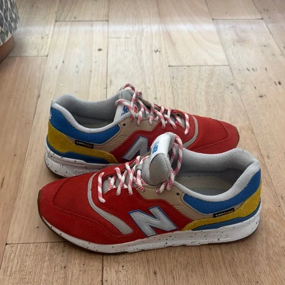 New Balance Red and Blue Retro Sneakers - Picture 1 of 8